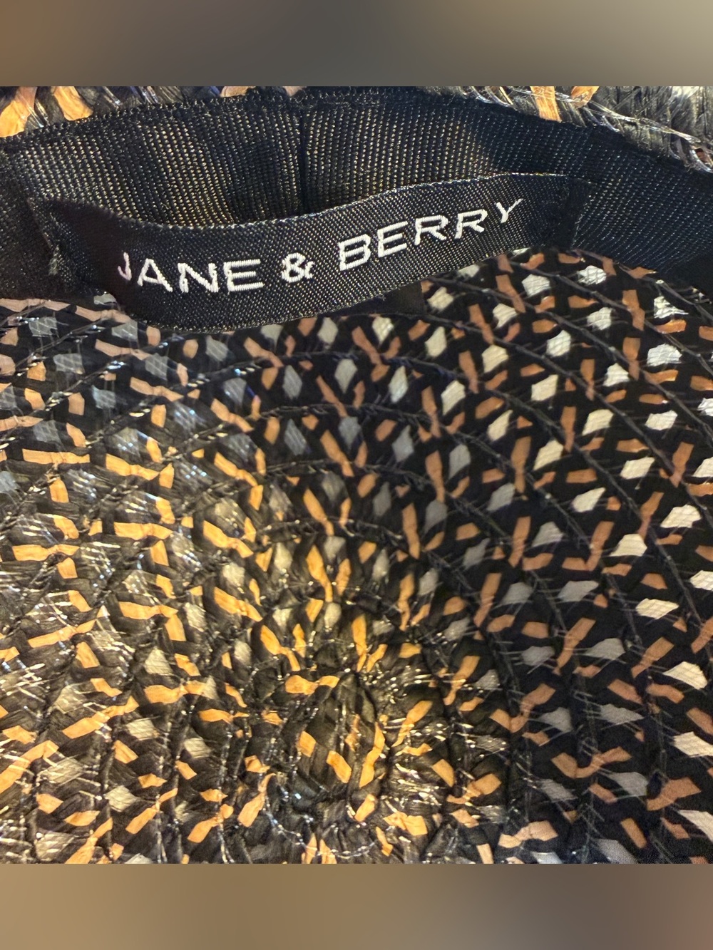 Jane & Berry Black Straw Wide Brim Sun Hat Coastal Beach Vacation OS - Picture 8 of 10